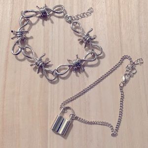 Padlock and barbed wire anklets π